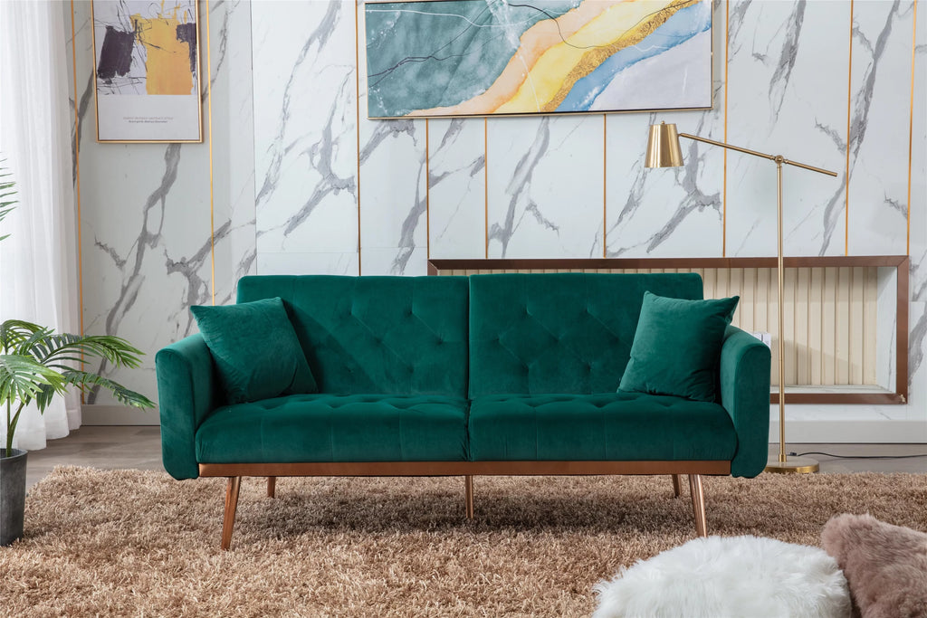 65" Velvet Tufted Convertible Futon Sofa Bed N6886