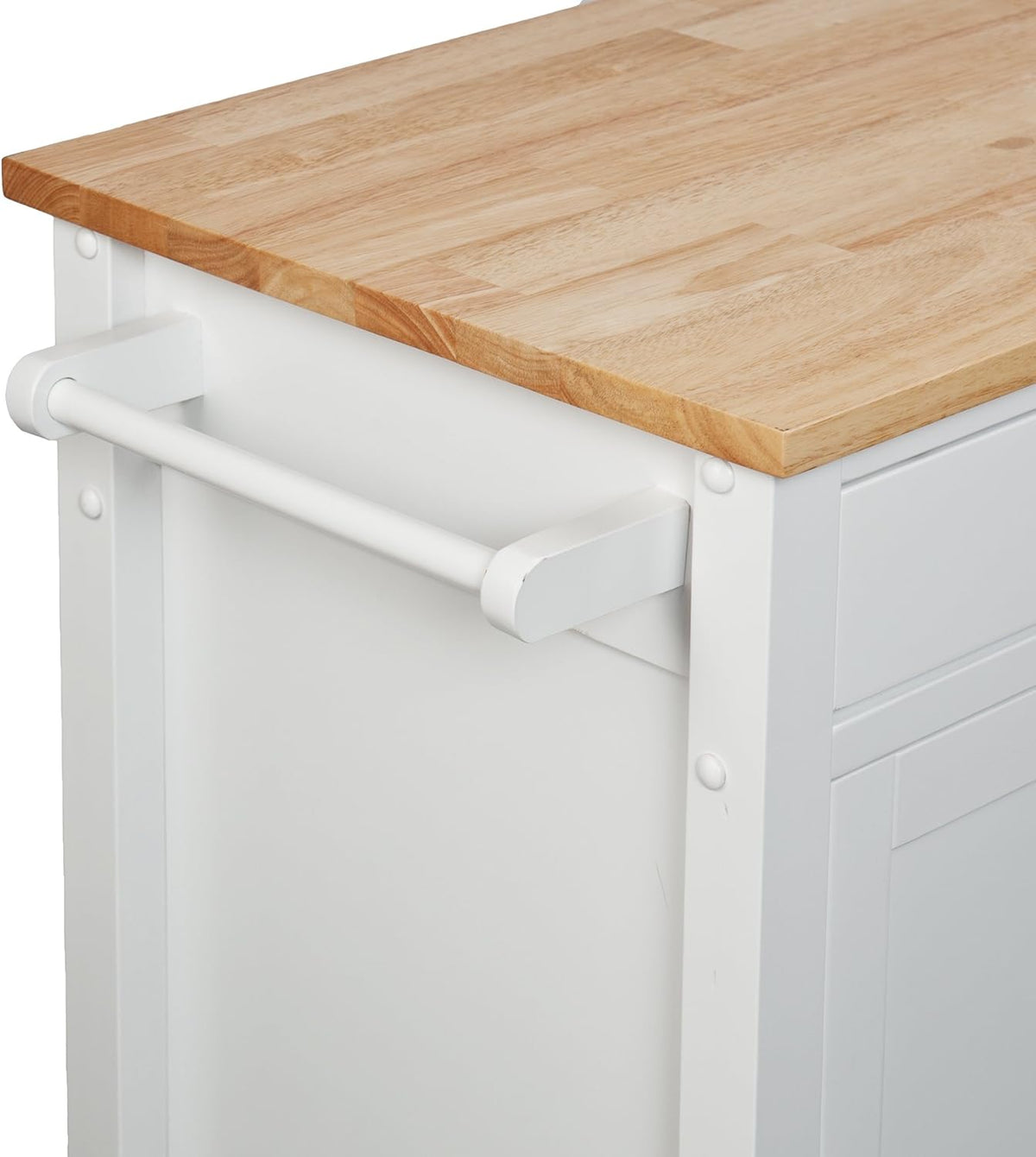 White Rolling Kitchen Cart Island with Cabinet F502