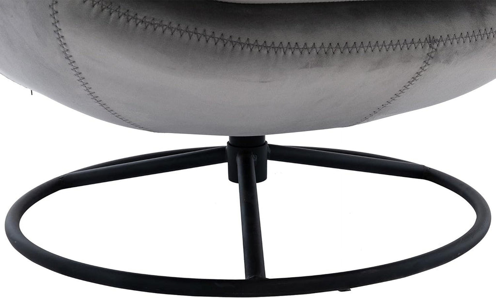 Grey Velvet Swivel Accent Chair with Ottoman and Metal Frame L55712