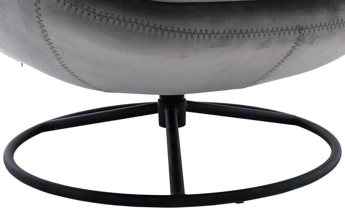 Grey Velvet Swivel Accent Chair with Ottoman and Metal Frame L55712
