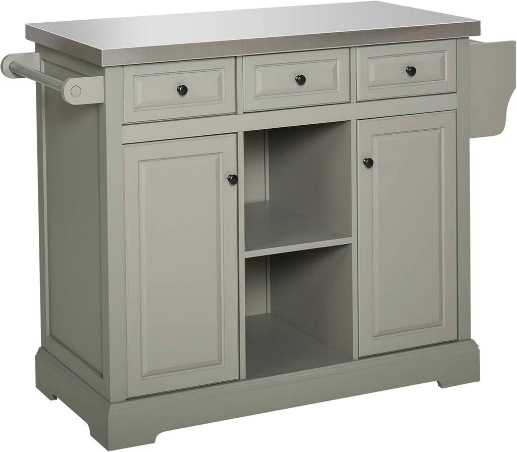 Rolling Kitchen Island with Stainless Steel Top H386