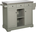 Rolling Kitchen Island with Stainless Steel Top H386