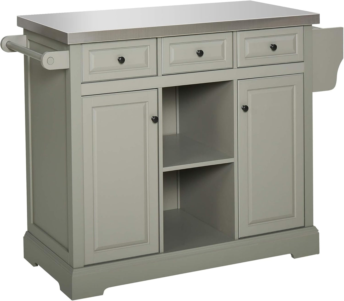 Rolling Kitchen Island with Stainless Steel Top H386