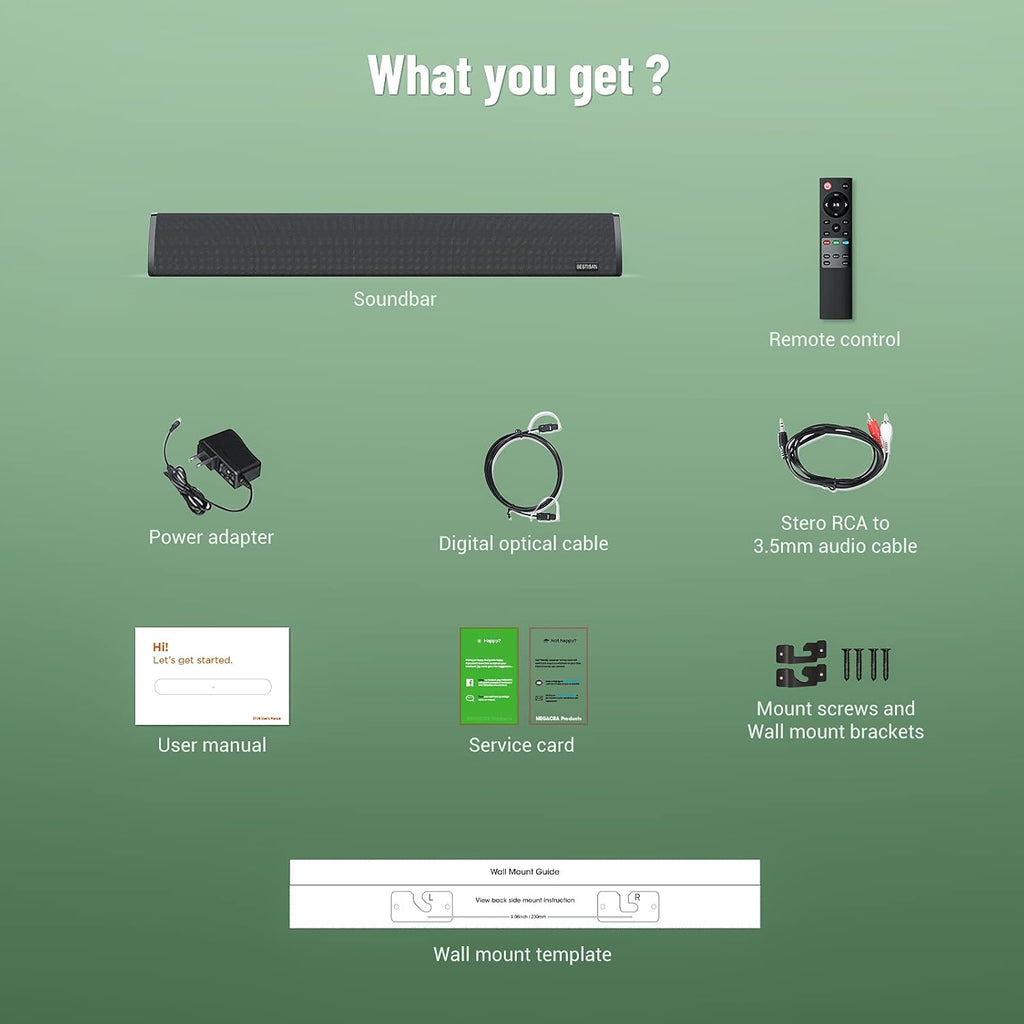 80 Watt Wired and Wireless Bluetooth 2.0 Channel Sound Bar H43553