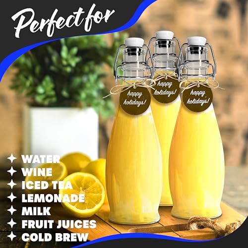 12 Pack 17 oz Glass Bottle Set with Swing Top Stoppers P227