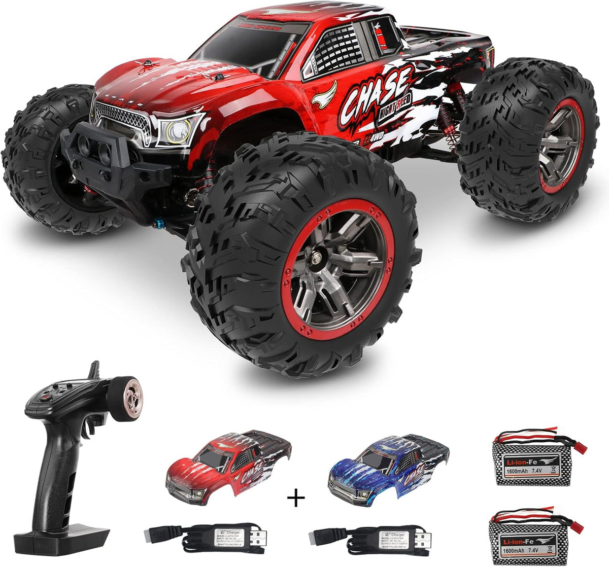 Brushless 4WD RC Car 55+KM/H 1:16 2.4GHz Off Road Monster Truck with Extra Shell 2 Battery X499