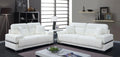 White & Chrome Leatherette Sofa and Loveseat L48295
