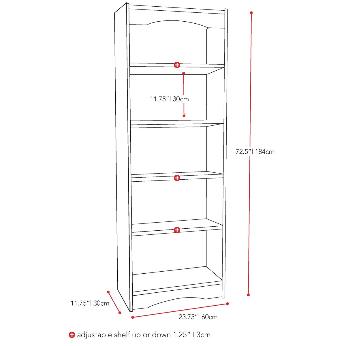 Midnight Black 72-Inch Bookcase P702179