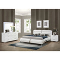 White 4-Piece Faux Leather California King Bedroom Set W8767