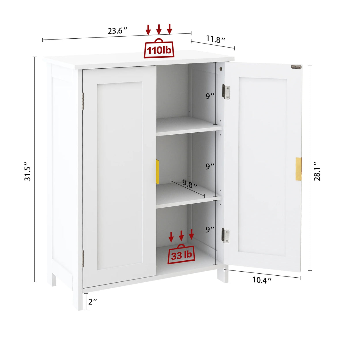 Bathroom Storage Cabinet with 2 Doors A866