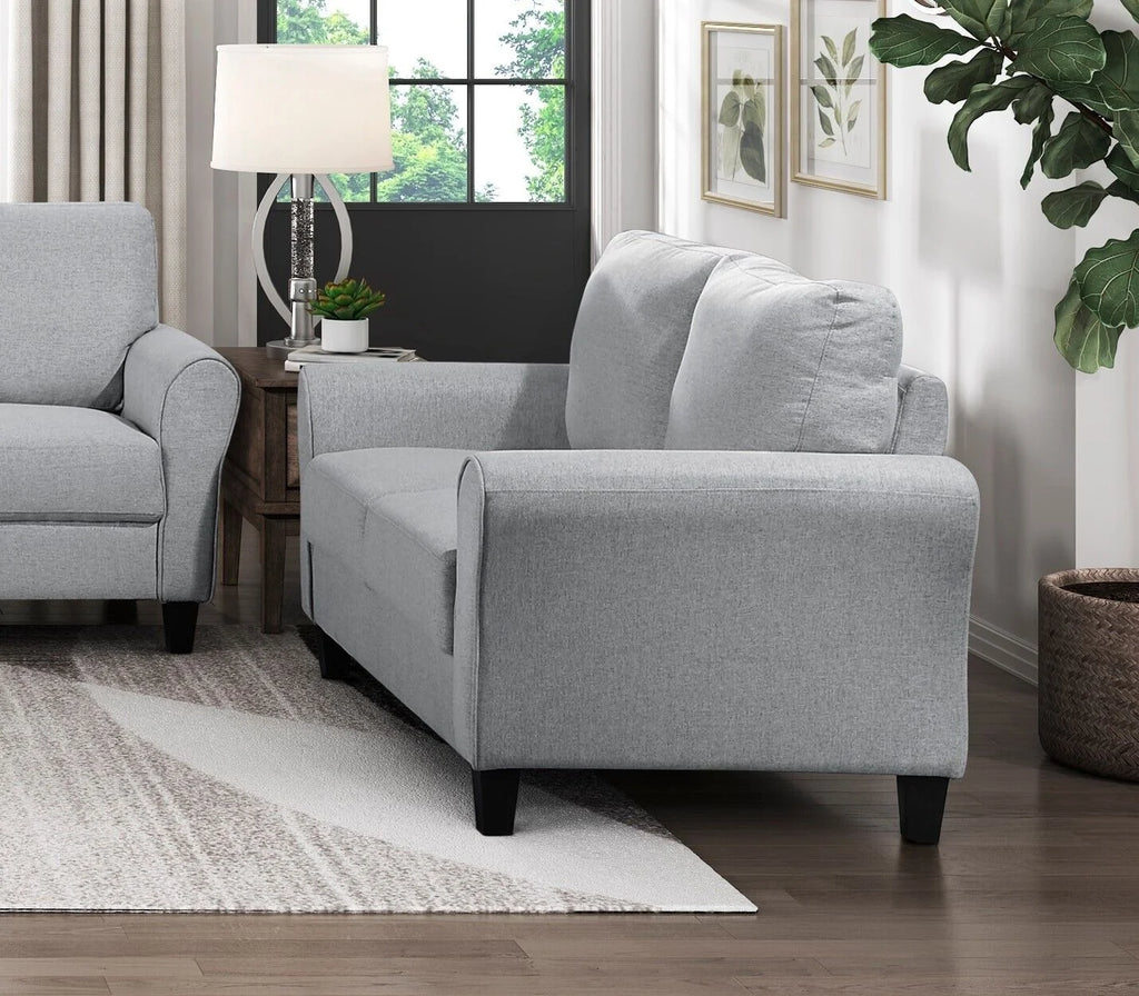 3pcs Sofa Set Dark Gray Textured Upholstered Sofa Loveseat Chair Y3598