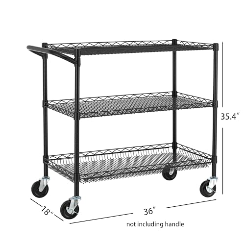 3 Tier Steel Utility Cart with Wheels A49651