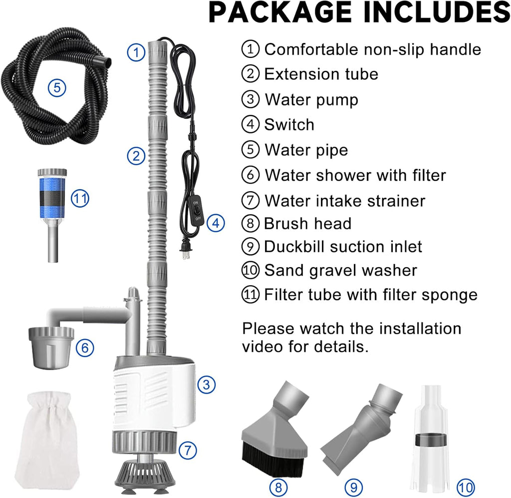 6 in 1 Aquarium Gravel Cleaner Siphon Kit, 30W, 320GPH G307730