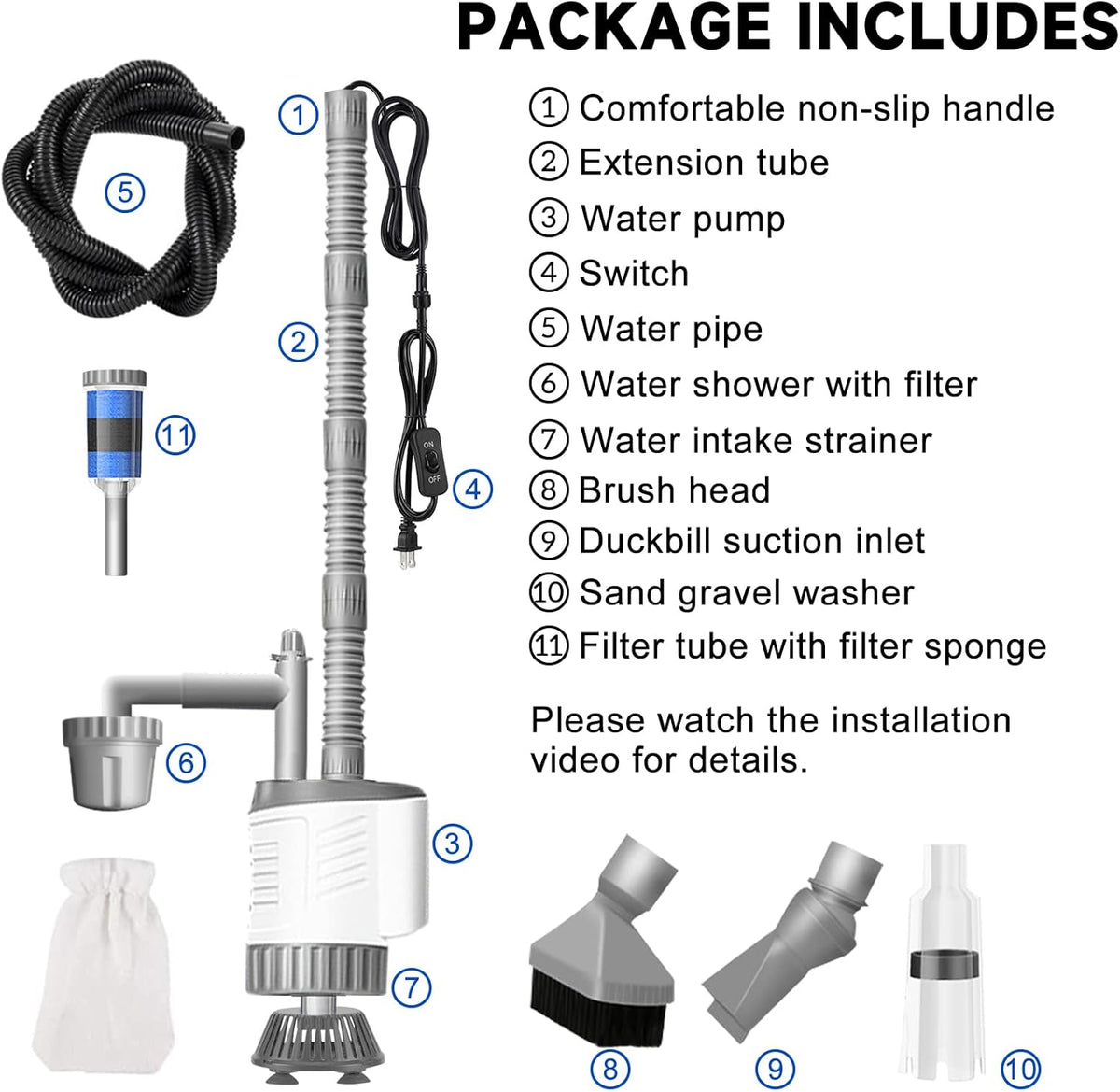 6 in 1 Aquarium Gravel Cleaner Siphon Kit, 30W, 320GPH G307730