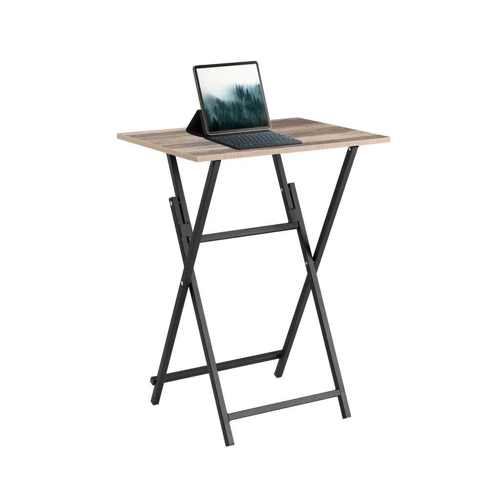 Folding Tray Side Table, Rustic Brown and Black M631