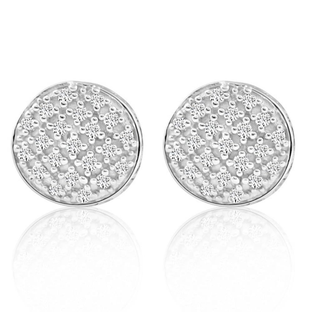 Pave Diamond Round Stud Screw Back Earrings 7mm Wide U43118