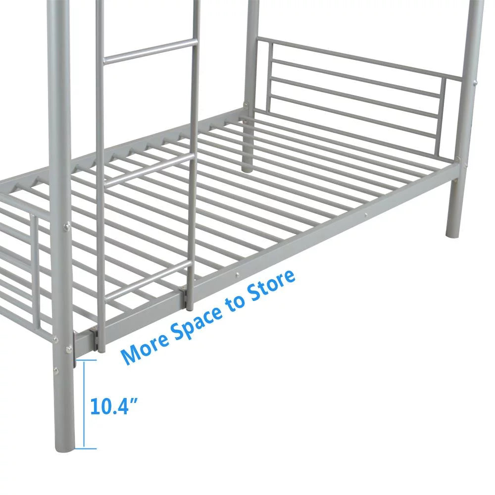 Twin Over Twin Gray Metal Bunk Bed A6984