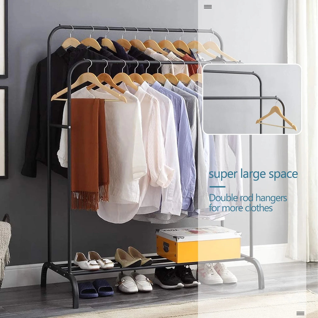 Black Double Pole Metal Clothing Rack R57165