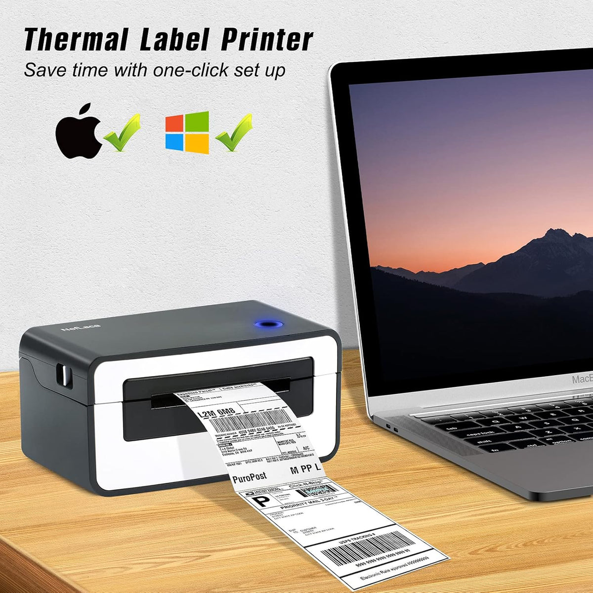 Bluetooth Thermal Label Printer 4x6, Portable Wireless Shipping Label Printer O65506