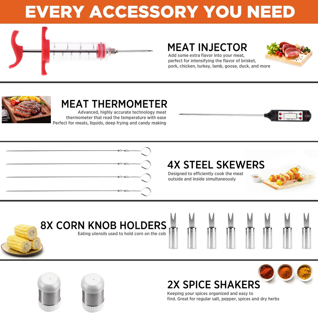 25 Piece Stainless Steel Barbeque Grill Tool Set U326