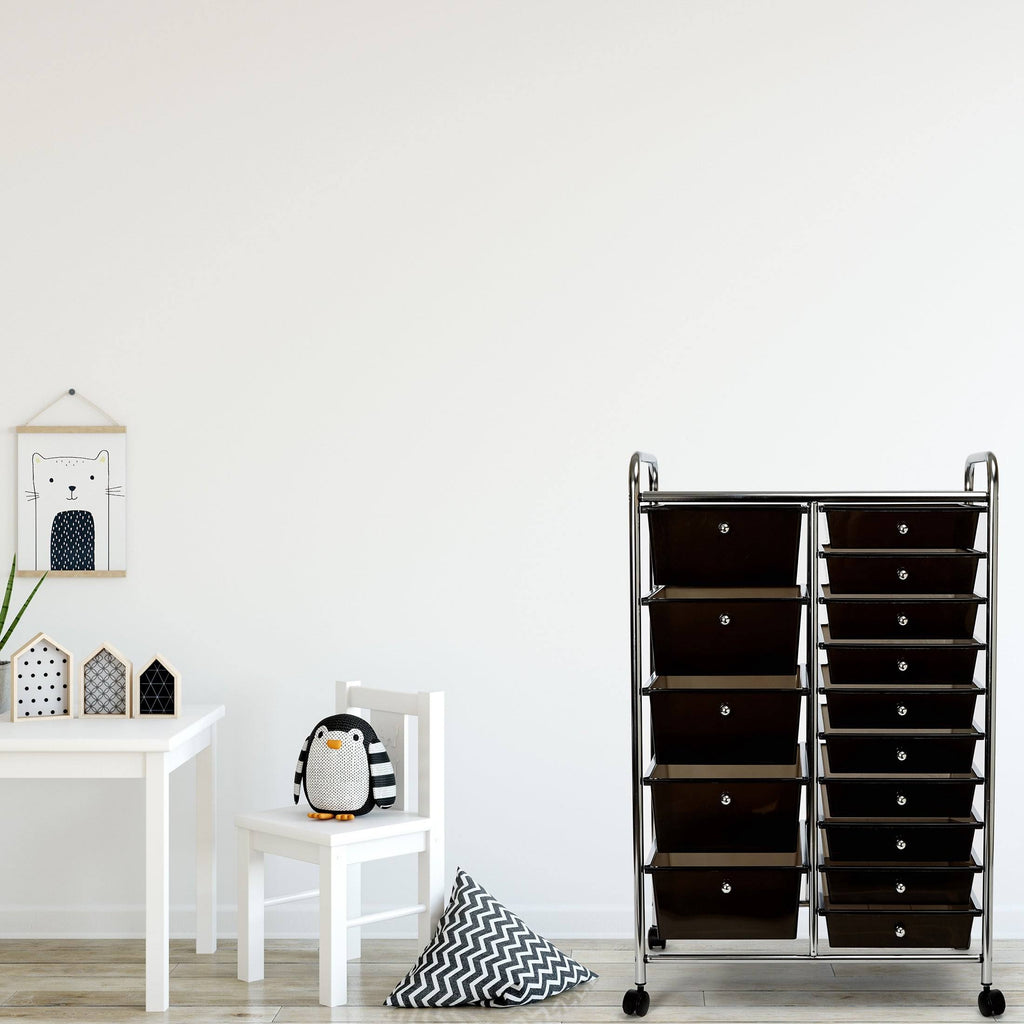 15-Drawer Black Organizer Cart P827