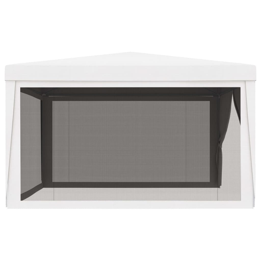 White Party Tent with 4 Mesh Sidewalls Outdoor Gazebo Canopy Sun Shade Shelter 13.1ft x 13.1ft x 9ft Q452
