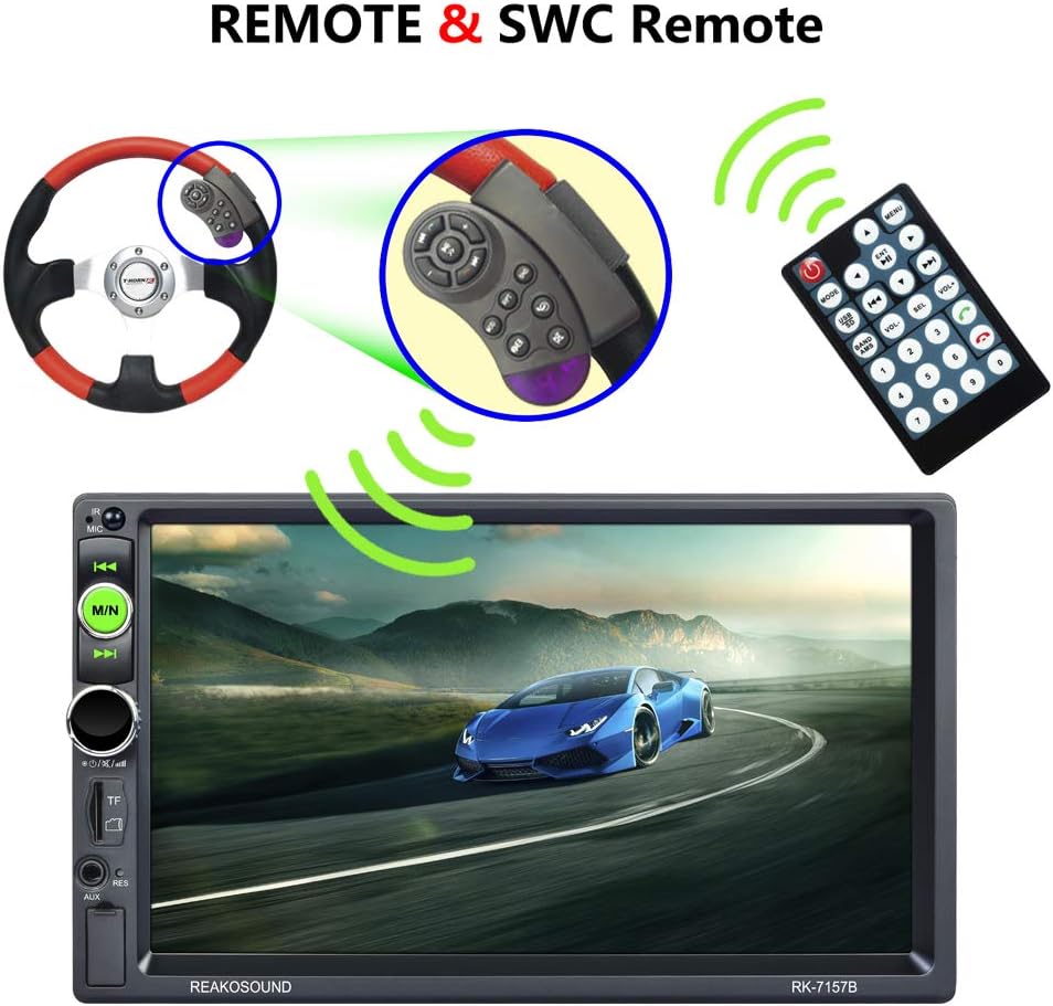 Double Din Car Stereo with CarPlay Android Auto Bluetooth 7 Inch Touch Screen Backup Camera V98248
