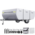 Waterproof Camper Trailer Cover Fits 10'-12' RV Cover Anti-UV with 3+2 Straps Silver Tone J54227