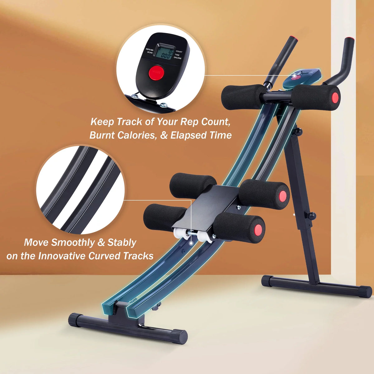 Ab Core Trainer with Display and 4 Incline Levels P82099