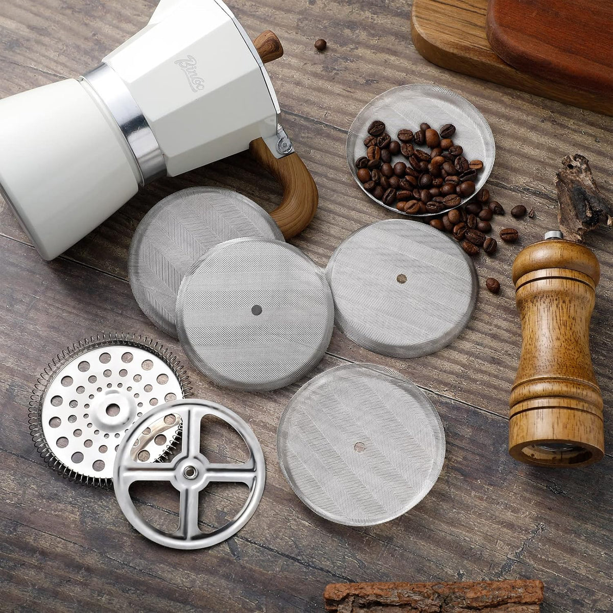 8 Pieces Stainless Steel Mesh French Press Filter Replacement Parts Y457