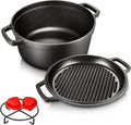 Pre-Seasoned Cast Iron 5.5qt Dutch Oven With Skillet Lid Set S76174