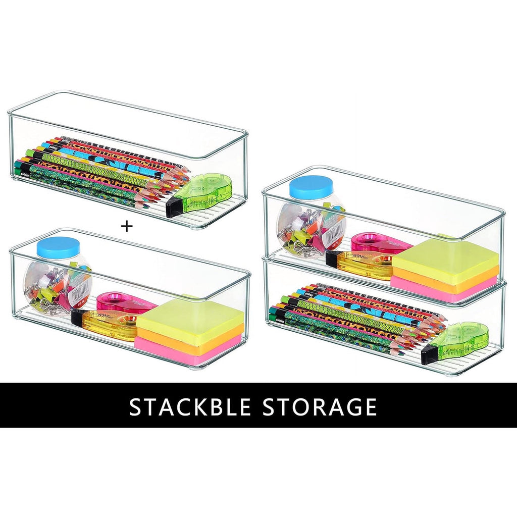 8 PACK Clear Plastic Stackable Storage Bins H981073