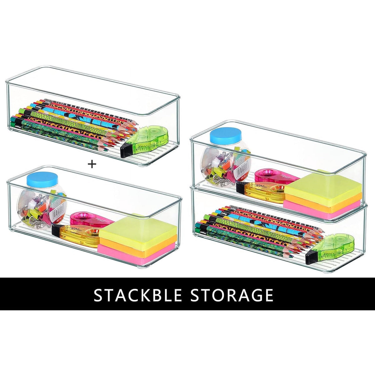 8 PACK Clear Plastic Stackable Storage Bins H981073