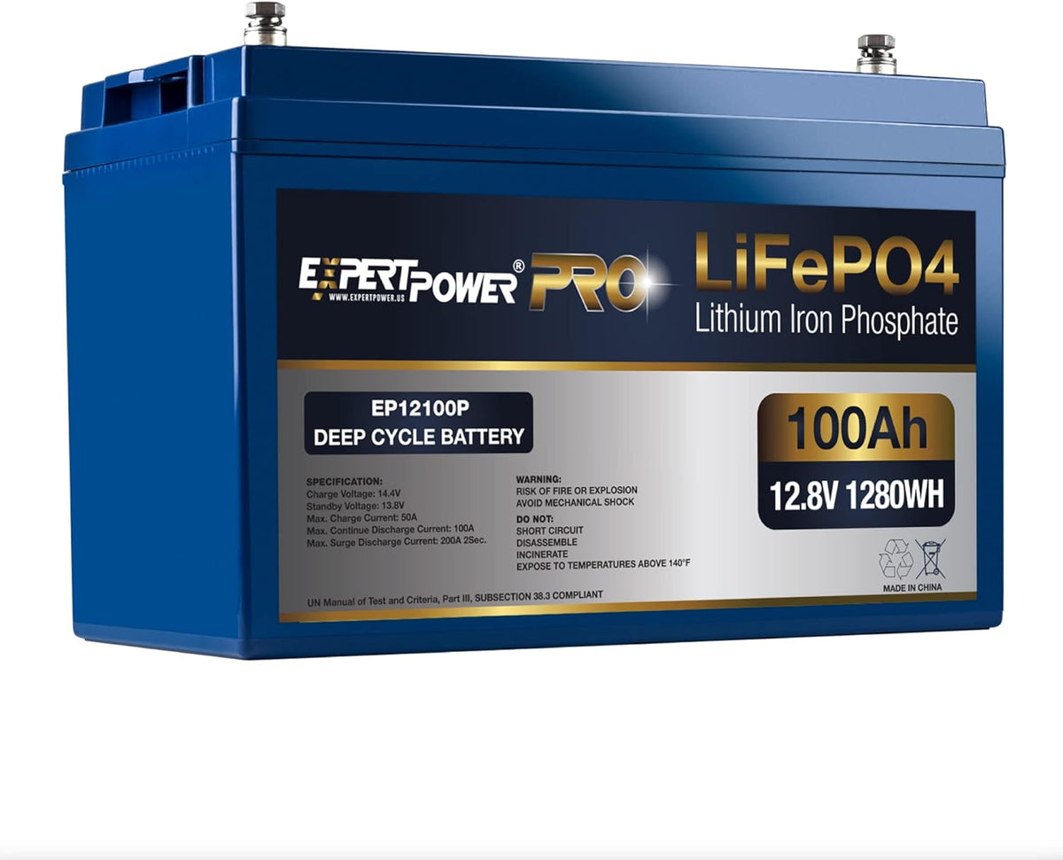 12V 100Ah PRO Lithium LiFePO4 Deep Cycle Rechargeable Battery with Built-in BMS O67864