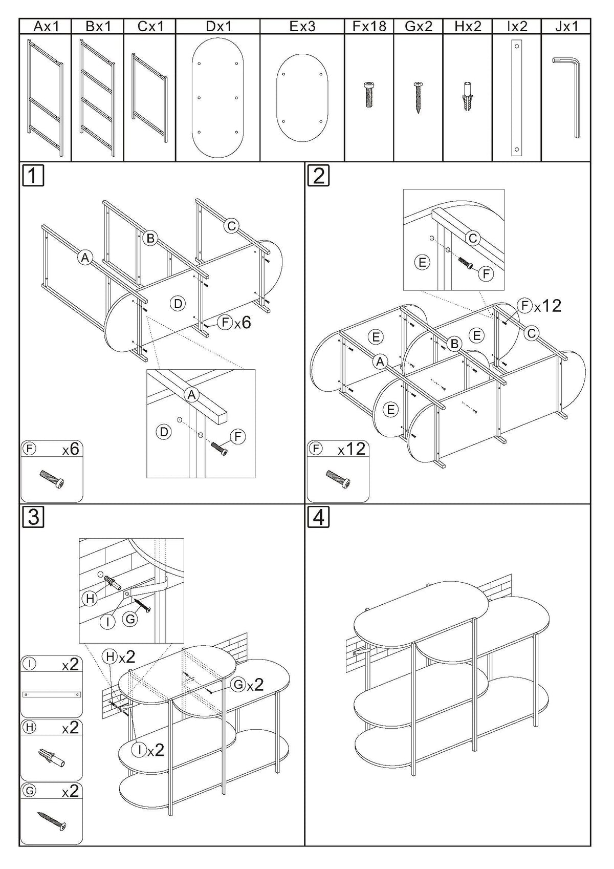 4-Tier Marble White Storage Shelf P21289