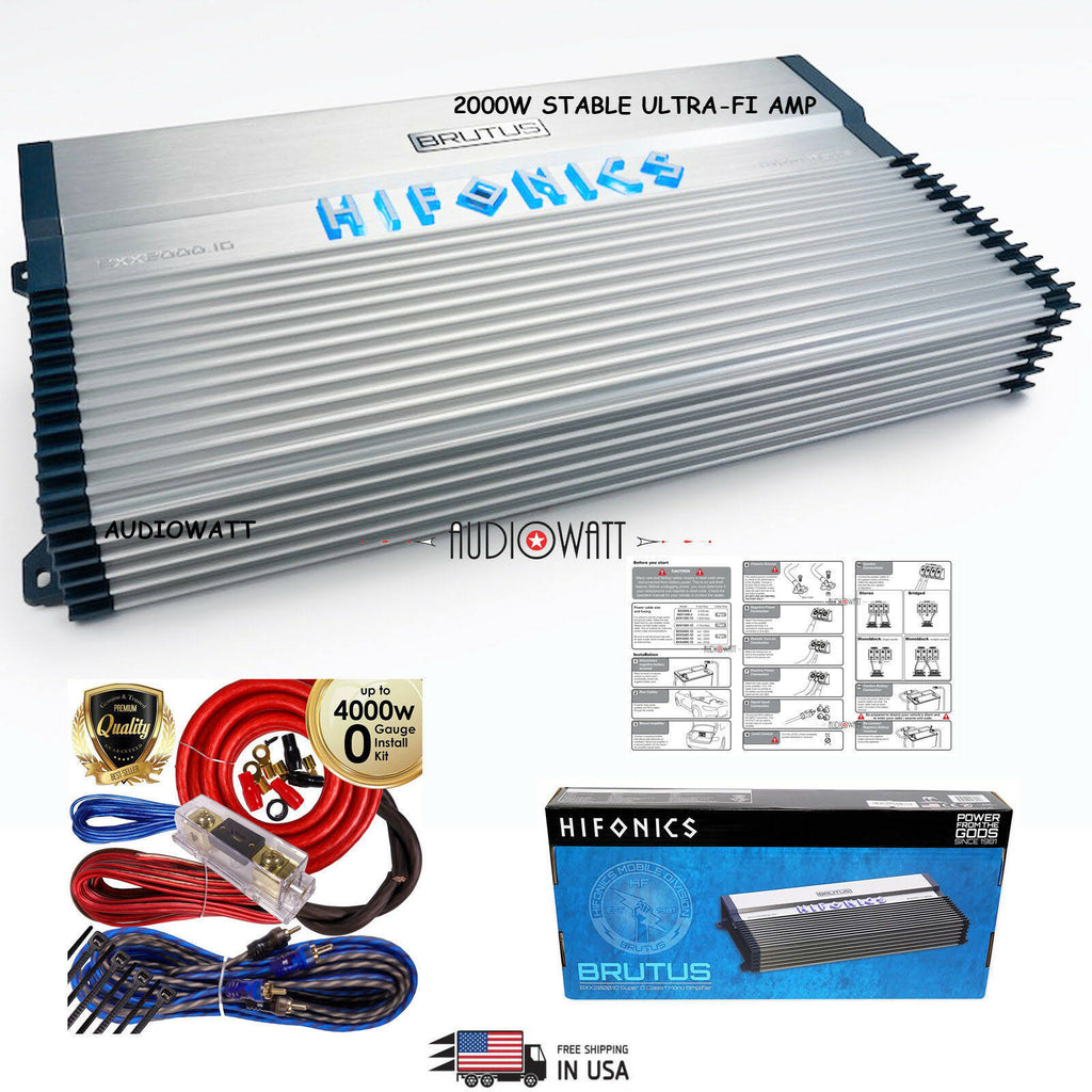 2000W RMS Mono Car Subwoofer Amplifier with Amp Kit T304