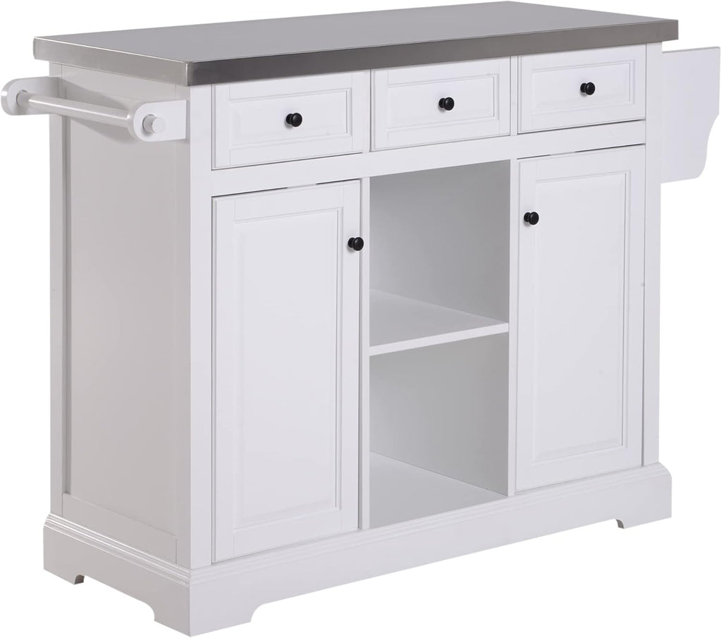 Rolling Kitchen Island with Stainless Steel Top H386