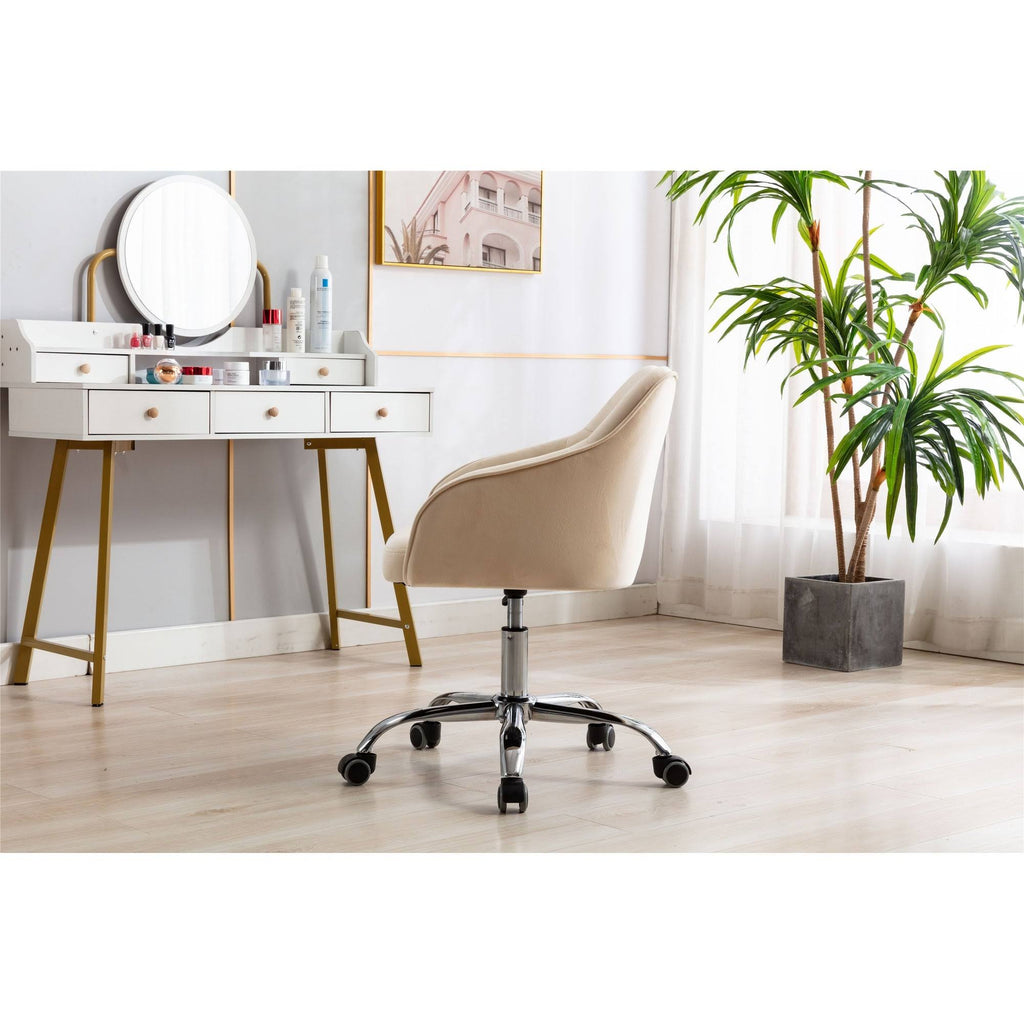 Velvet Upholstered Swivel Tufted Adjustable Height Task Chair Z5216
