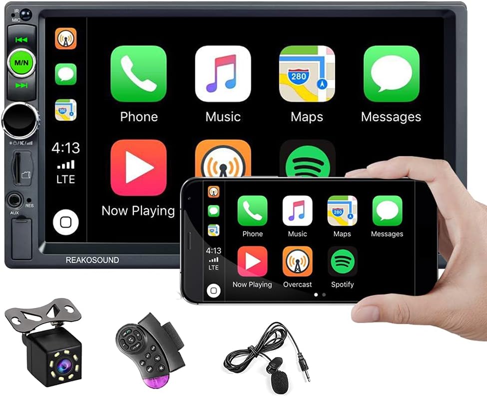 Double Din Car Stereo with CarPlay Android Auto Bluetooth 7 Inch Touch Screen Backup Camera V98248