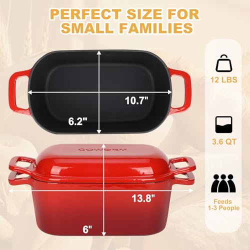 3.6QT Oval Enameled Cast Iron Dutch Oven with Lid K967223