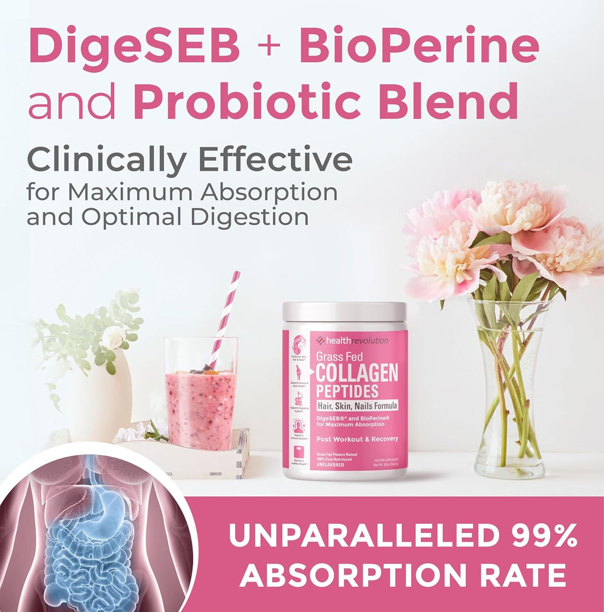Hydrolyzed Collagen Peptides Powder, Grass-Fed, Types I & III, Unflavored, 35 Servings A743
