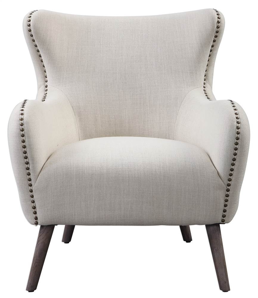 Off White Linen Wingback Chair A644