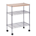 3-Tier Wood and Steel Rolling Kitchen Storage Cart L182742