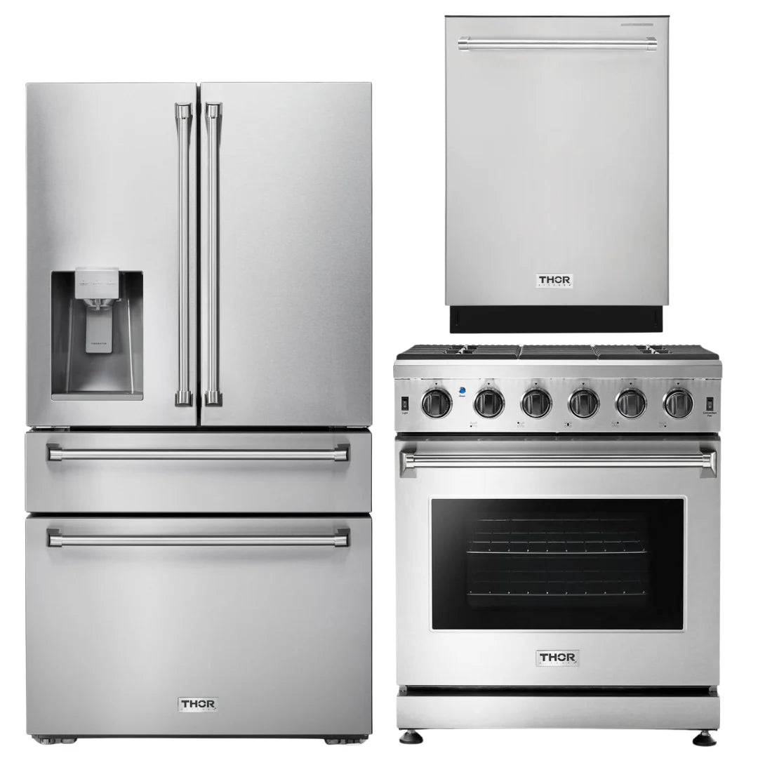 30 in. Propane Gas Range, 36 in. Refrigerator with Water and Ice Dispenser, 24 in. Dishwasher G797480