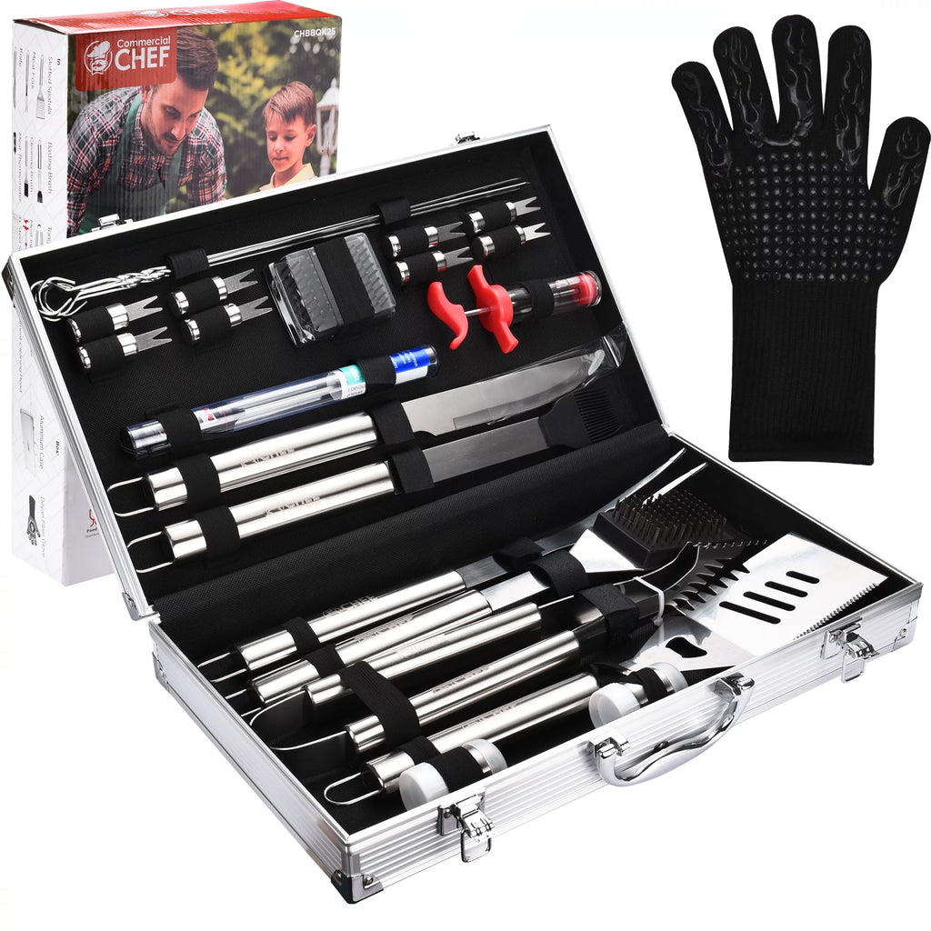 25 Piece Stainless Steel Barbeque Grill Tool Set U326