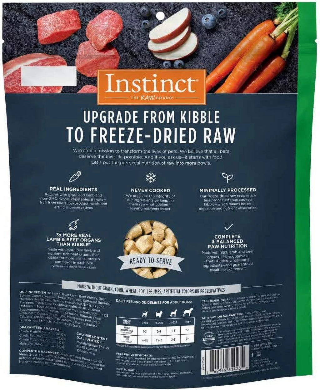 Freeze Dried Raw Grain Free Lamb Recipe Dog Food, 24 oz. Bag X780026