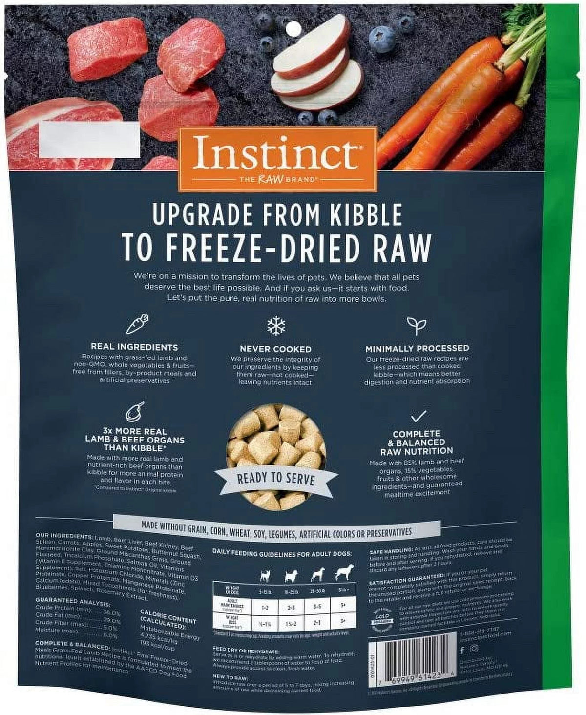 Freeze Dried Raw Grain Free Lamb Recipe Dog Food, 24 oz. Bag X780026