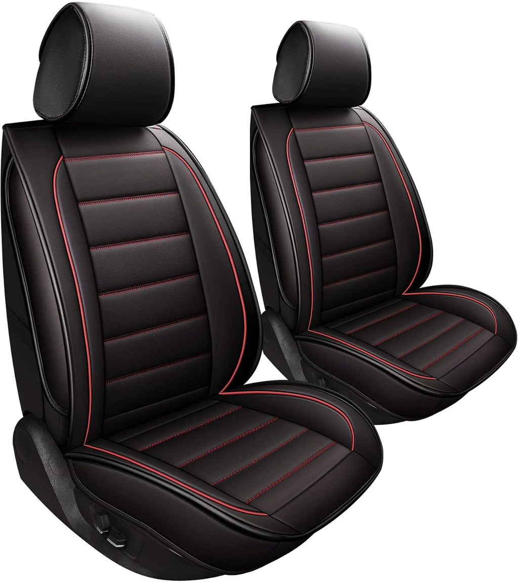 Waterproof Faux Leatherette Car Seat Covers Black Red Full Set B63418