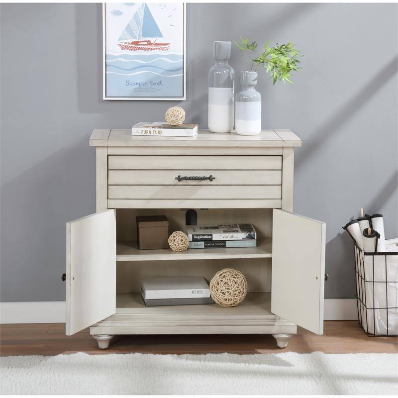 Antique White 1-Drawer Wood Hallway Cabinet Q681606