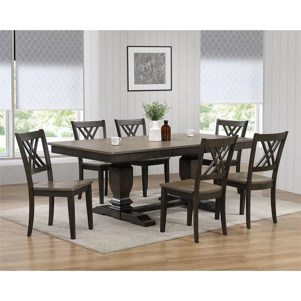 7-Pc Pedestal Rubberwood Dining Set M989000